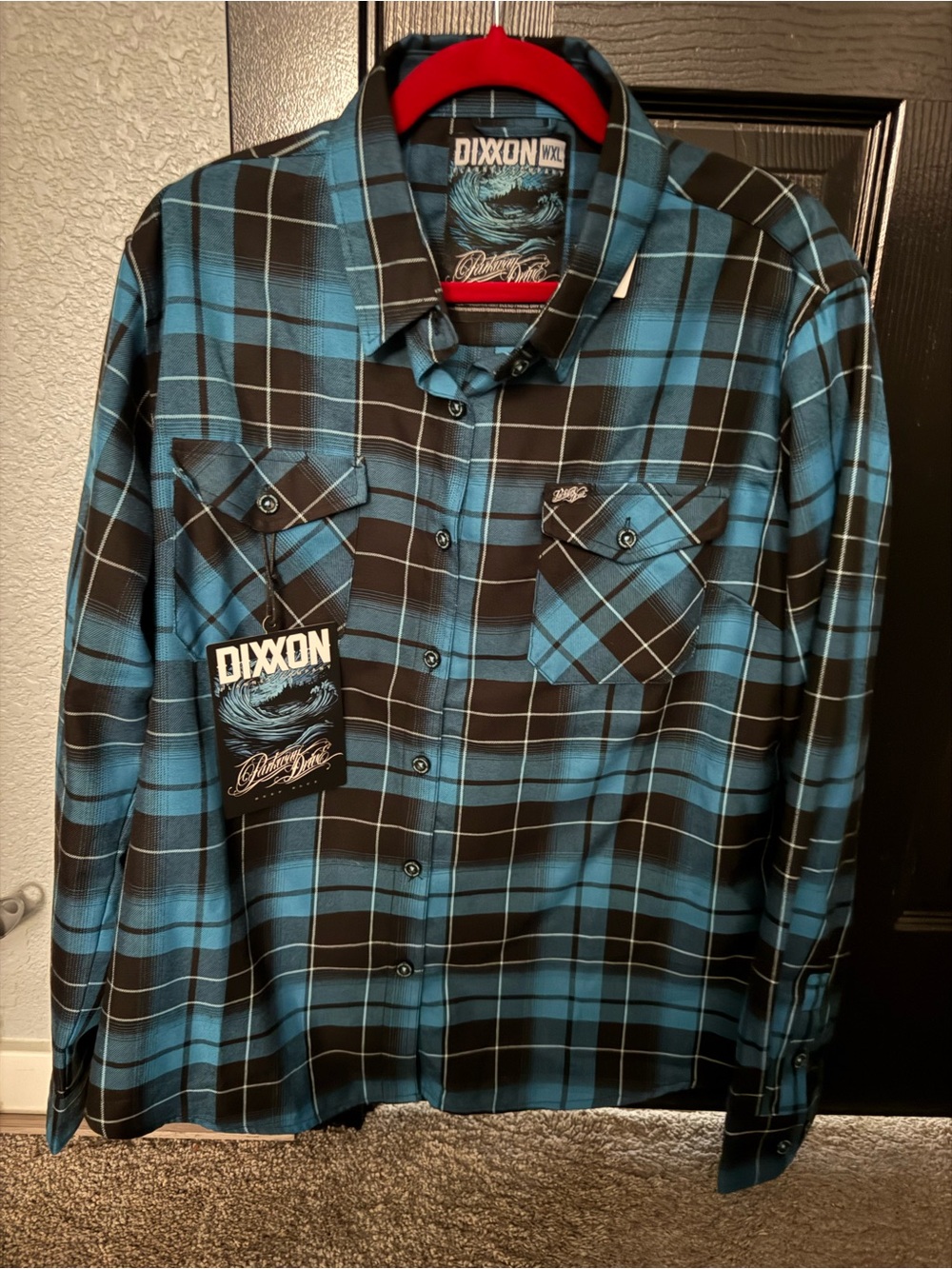 DIXXON Deep Blue and Black Plaid Button-Down Shirt